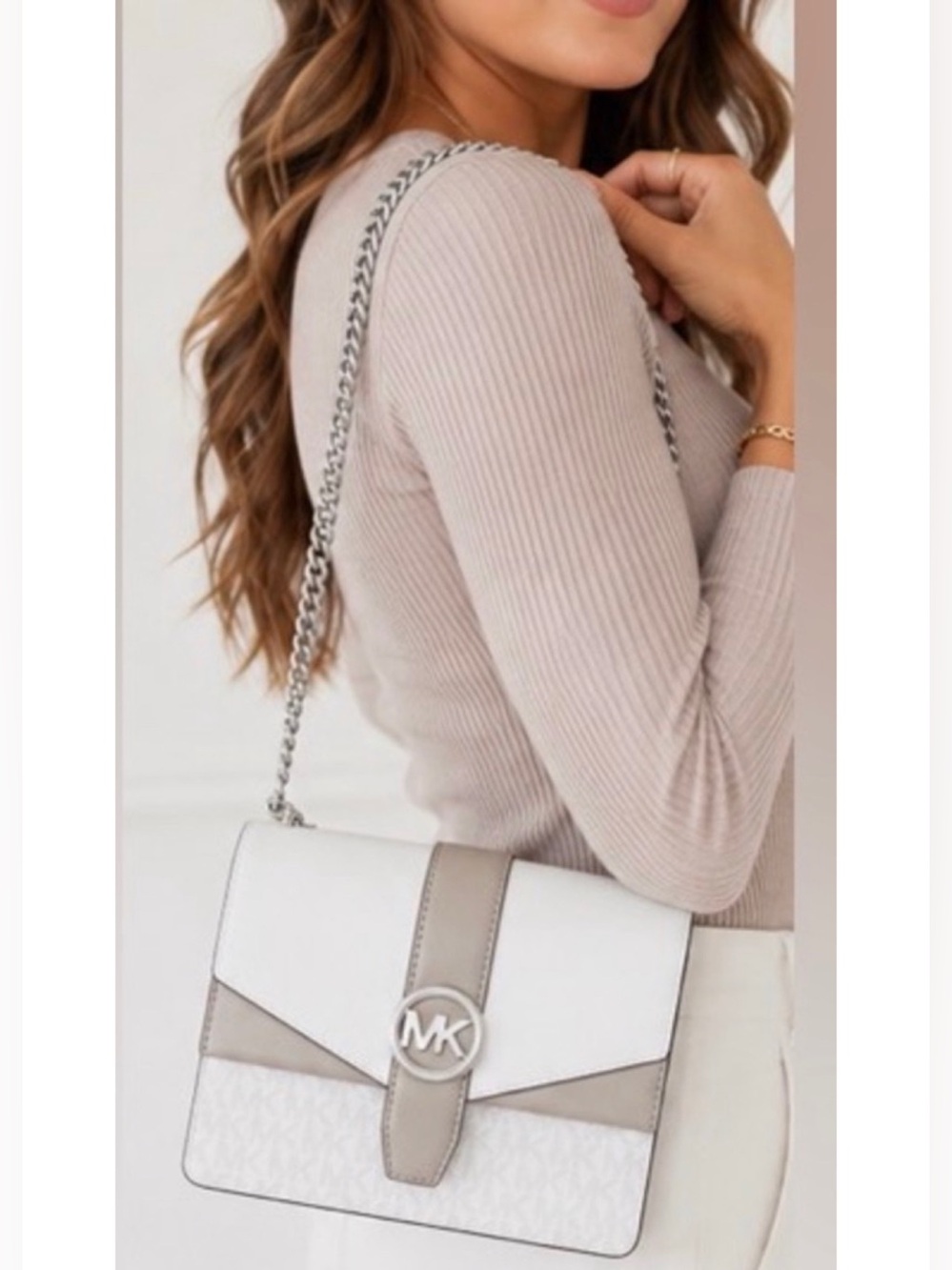 Michael Kors Greenwich Small Color-Block Signature Logo Crossbody Bag NEW